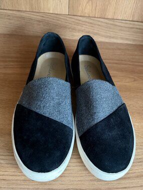 Splendid Black and Gray Slip On Sneakers Leather Womens 7